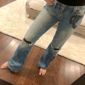 Peacock Embroidered Jeans